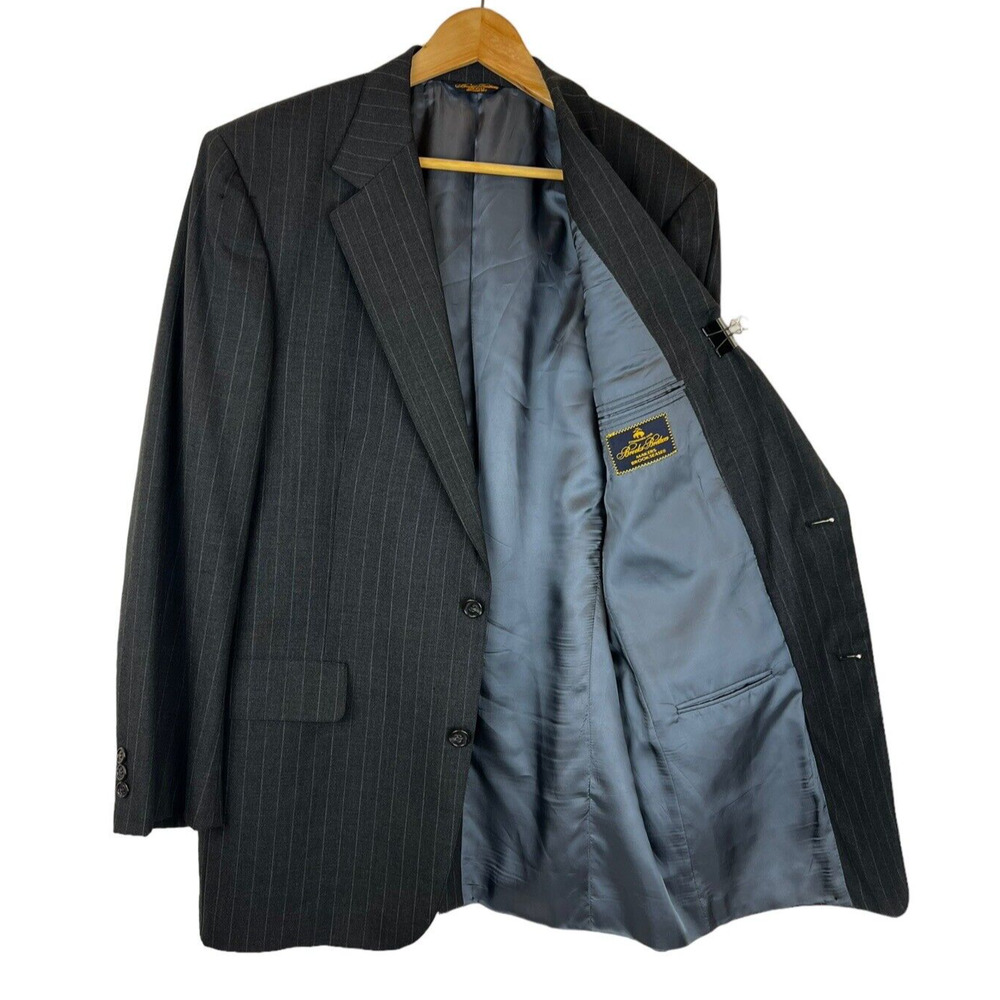 Vintage Brooks Brothers Blazer Gray Pinstriped Jacket Sport Coat Men's Size 41L